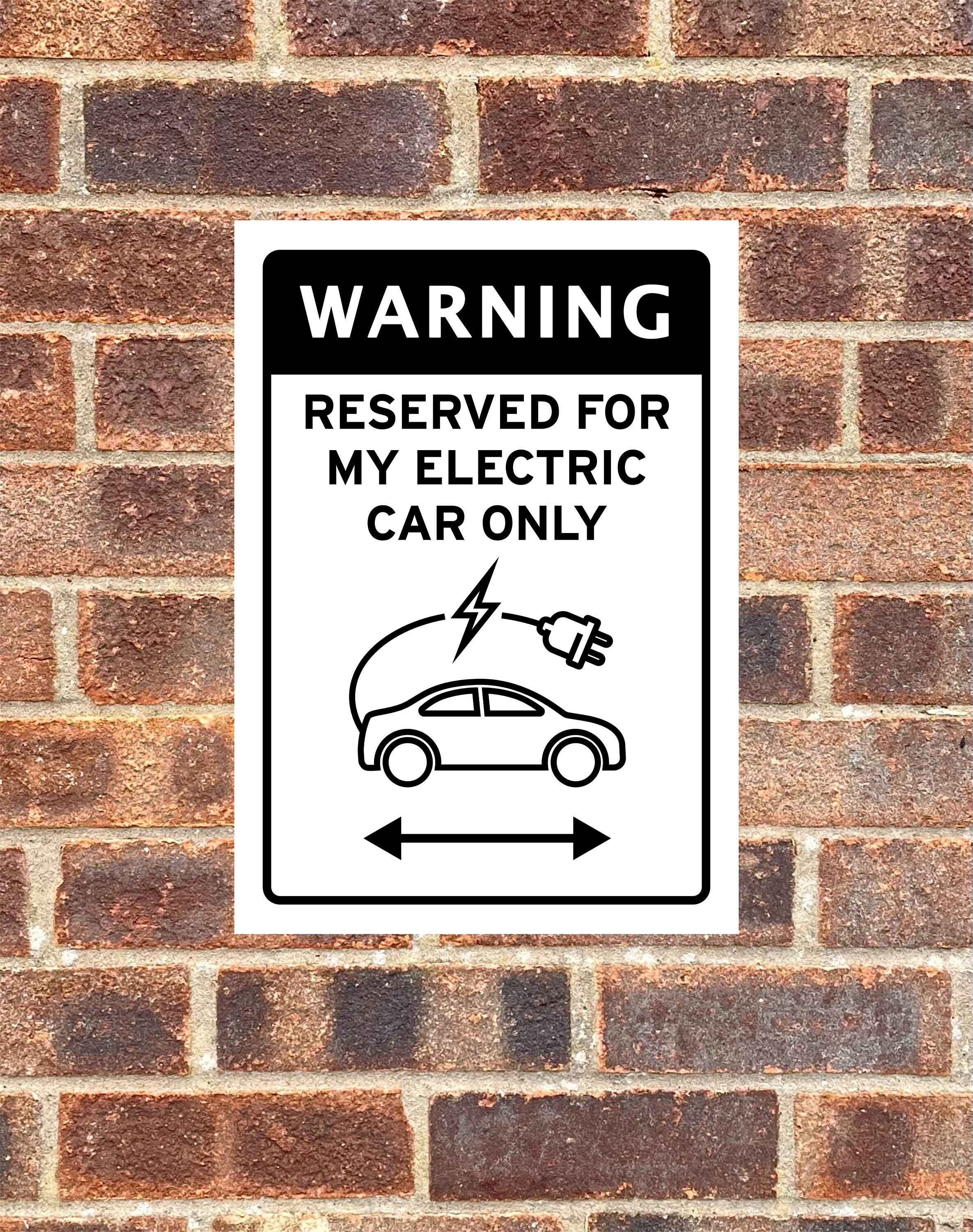 Warning Electric Car Parking Only Sign Funny Joke Sticker Wall Garage Vehicle EV Charger Retro Vintage Reserved