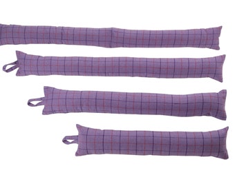 Checked Lilac Draught Excluder in 4 size options - 3ft, 4ft, 5ft and 6ft