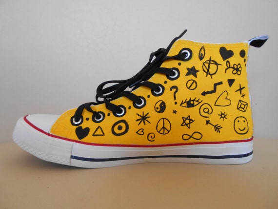 Handpainted Shoes Black White And 