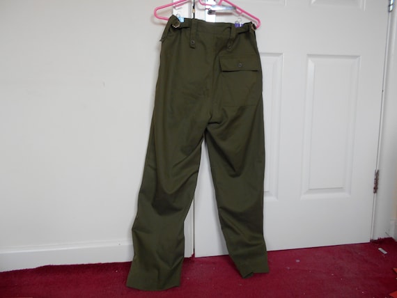 Vintage Trousers Army Green Military Hand Painted Cargo Pants Size 14 OOAK