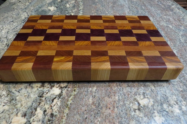 Handmade End Grain Exotic Hardwood Cutting Board Cheese Board Butcher Block 17-1516 x 11-14 x 2 high