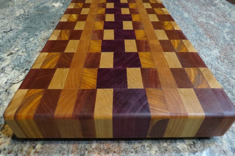 Handmade End Grain Exotic Hardwood Cutting Board Cheese Board Butcher Block 17-1516 x 11-14 x 2 high
