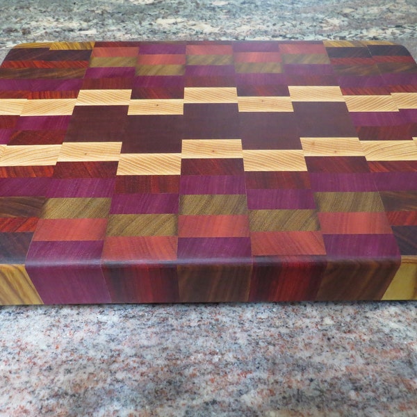 Handcrafted End Grain Exotic Hardwood Cutting Board Cheese Board Butcher Block 16.5" x 11.5" x 2"