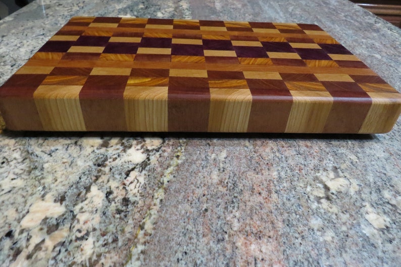 Handmade End Grain Exotic Hardwood Cutting Board Cheese Board Butcher Block 17-1516 x 11-14 x 2 high