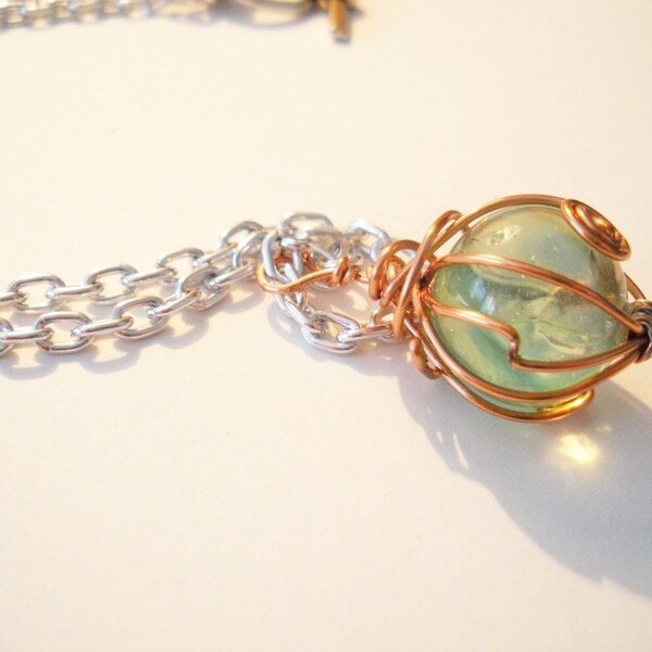 Lightning Spiral Cat's Eye Necklace with Silver Chain