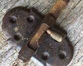 Antique French rustic shabby chippy iron door bolt - door closing sliding bolt architectural salvage