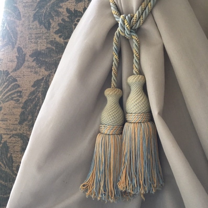 A Pair Of Vintage French Silk Twisted Cord Curtain Tie Back Etsy