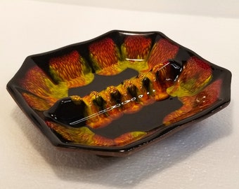 Vintage 1970s Drip Glaze Ashtray - Mid-Century California Ceramic C-209 - Living Dining Room Bathroom - Mancave or Makeup Tray