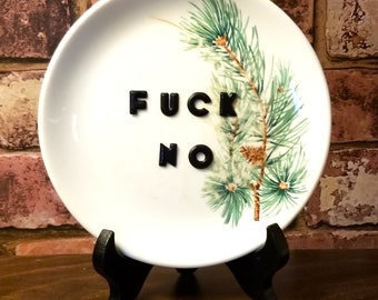 Fuck No - Retro Repurposed Plate - ZeroFucks Plate Collection