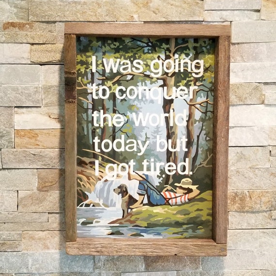 Rustic Sign Wall Art Home Decor CONQUER THE WORLD Etsy