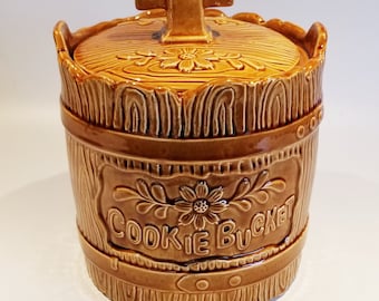 Vintage "Cookie Bucket" Ceramic - Rare Retro 1970s Mid-Century Jar - Cookies, Dog Treats, and Storage