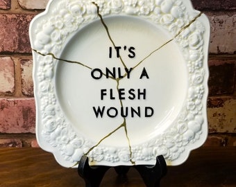 It's Just a Flesh Wound No.8 - Kintsugi-Inspired Gallery Wall Plate - ZeroFucks Plate Collection