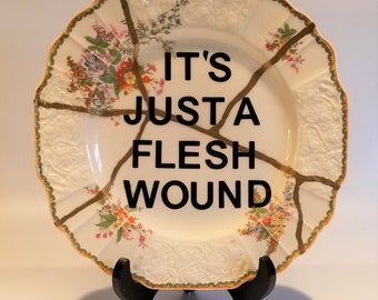 It's Just a Flesh Wound No.4 - Kintsugi-Inspired Gallery Wall Plate - ZeroFucks Plate Collection