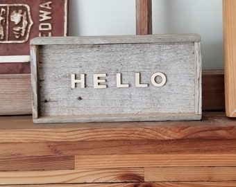 Hello  |  Rustic Sign  |  Wall Art Home Decor  |  Reclaimed Upcycled Wood