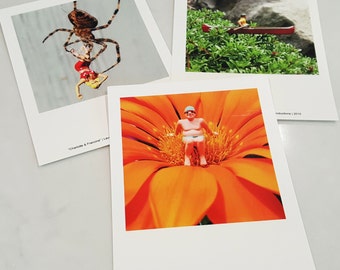 Miniature Tiny People Photographs  |  Postcards  |  Set of 12  |  4 Envelopes  ||  Funky Adventure in a Miniature Life | Photography