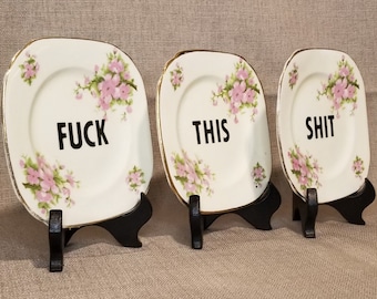 Fuck This Shit Trio No.5 - Retro Repurposed Plate - ZeroFucks Plate Collection