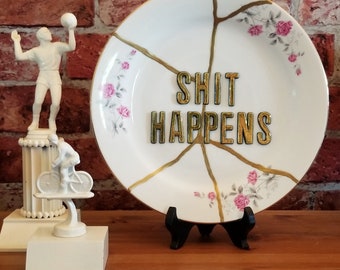 Shit Happens No.1 - Kintsugi-Inspired Gallery Wall Plate - ZeroFucks Plate Collection