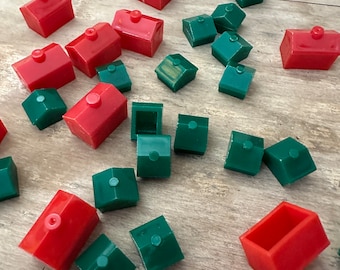 Piezas del juego Monopoly (40): hoteles y casas de Milton Bradley