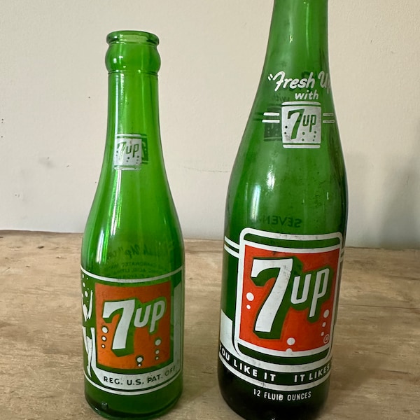 Antique 7up original soda bottles ~