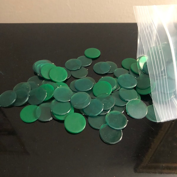 Bulk bag of 100 Game Chips ~ Poker Card Game pieces Bingo ~ you pick your color Green or Red