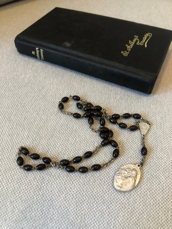 Vintage Bible beads 12" long Brown Bead Rosary