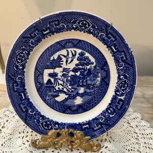 Vintage Homer Laughlin 7.5” Blue n white plate - Small plate Blue and White ~ Made in USA A 49 N 6