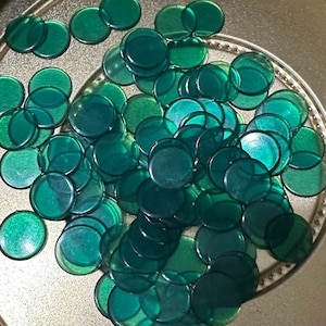 Bulk bag of 100 Green plastic Game Chips Poker Card Game pieces Bingo