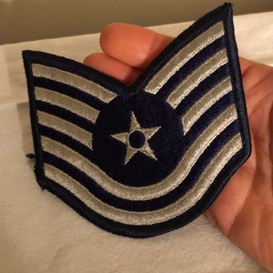 US Air Force Dress Blue Technical Sergeant Rank Chevron Patches ~ 5 stripes~ Clothing Patches ~ Sewing