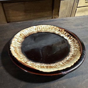 Vintage Pfaltzgraff Gourmet Brown Salad Plate: Mid-Century Dripware (6 3/4&quot;)