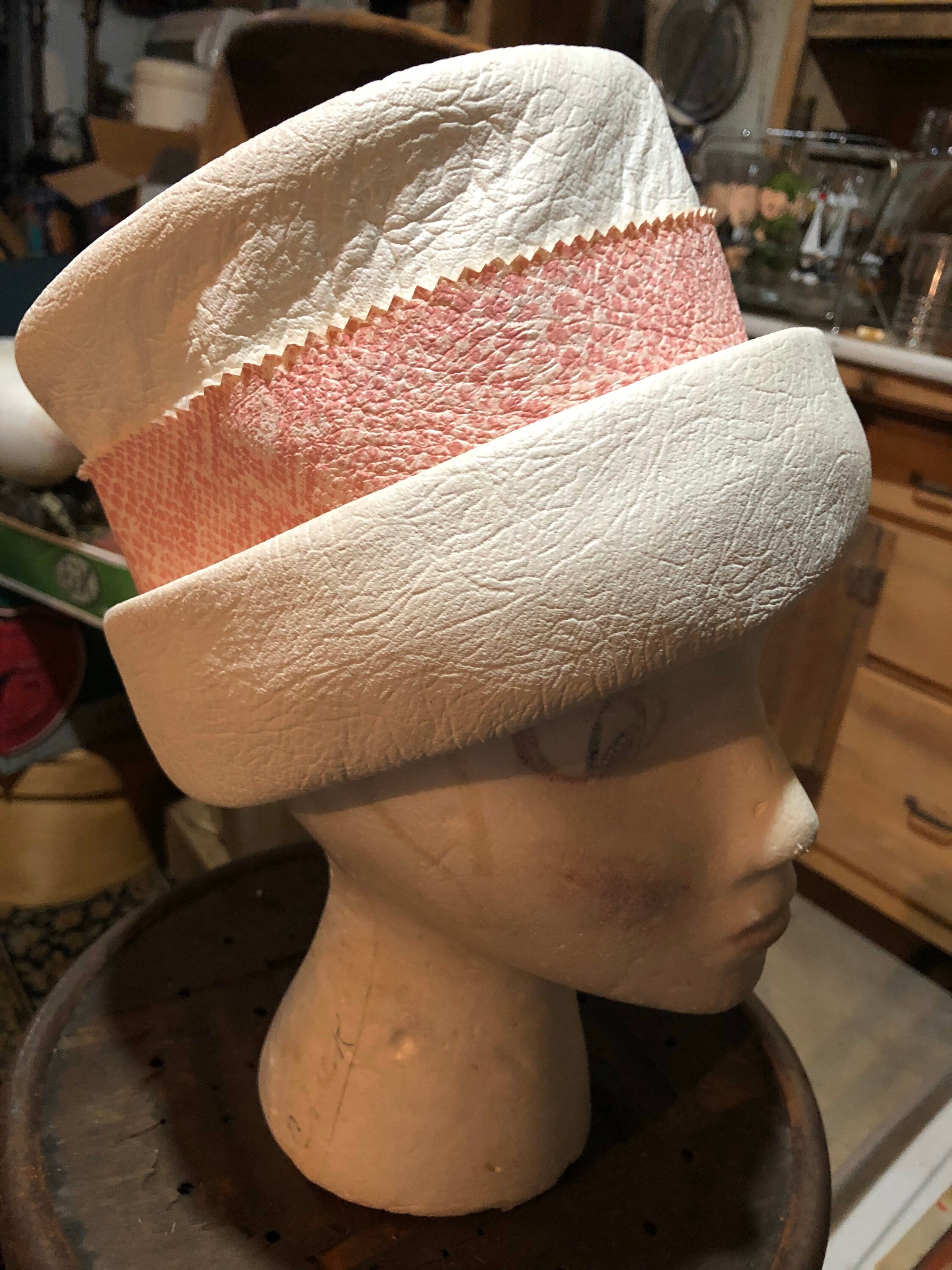Vintage 1920's 1950's Hats White Faux 