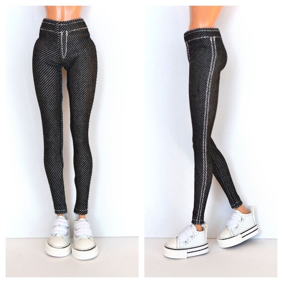Barbie leggings Barbie clothes Barbie outfit doll clothes,black denim jeans