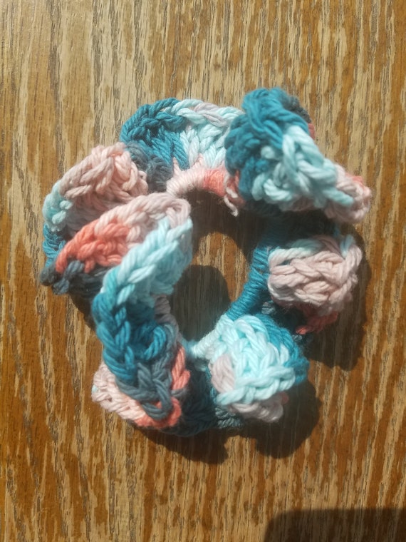 Multi Color Crochet Ruffle Hair Tie Ponytail Holder Elastic Etsy
