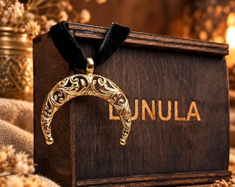 Crescent Moon Necklace in Bronze, Lightweight Lunula Pendant