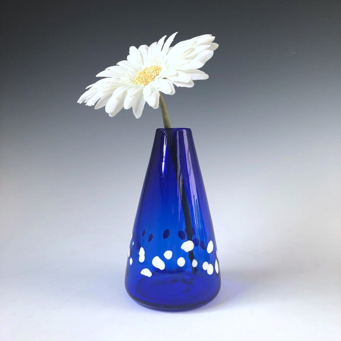 Original Hand Blown Cone Shaped Glass Vase Cobalt Blue with Etsy