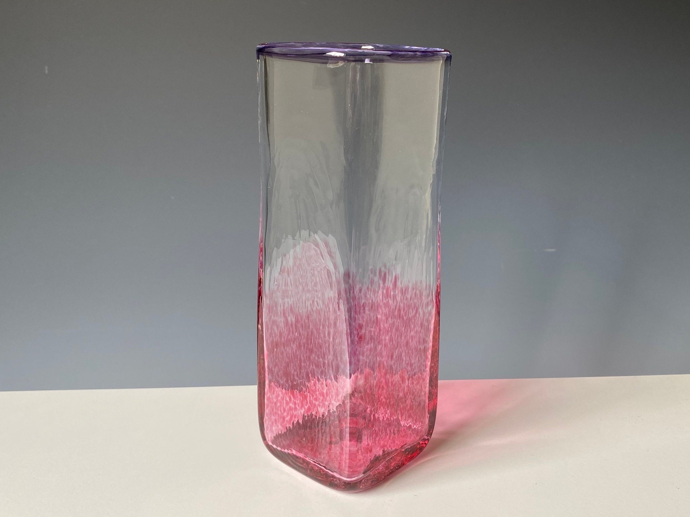 Original 6.75 Tall Hand Blown Glass Square Vase Transparent Etsy