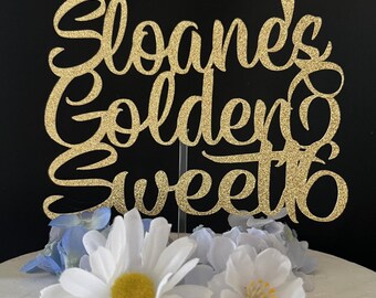 Golden Sweet 16 Cake Topper, Any Name Golden Sweet 16 Topper,  Golden Sweet 16 Cake Topper
