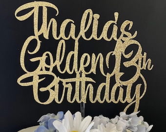 Golden Birthday Cake Topper, Any Name Or Age Golden Birthday Topper, Happy Golden Birthday Cake Topper, Golden Birthday, Golden Birthday