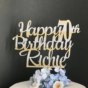 Happy Birthday Cake Topper, Any Age name, Birthday Cake Topper, 1st Birthday Cake Topper, Birthday Party Decorations, Birthday party cake image 8