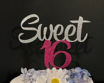 Sweet 16 Cake Topper, Sweet 16 Topper, Sweet 16  Cake Topper, Happy Sweet 16 Cake Topper,  Sweet Sixteen Cake Topper, Sweet 16 cake decor