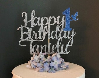 Happy Birthday Cake Topper, Personalized Cake Topper, Custom Birthday Cake Topper, 1st Birthday Cake Topper, Happy 21st Birthday Topper