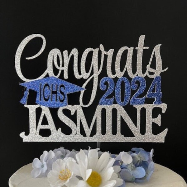 Any Name Graduation Cake Topper, Personalized Graduation cake topper, Grad Party decor, Congrats Grad, Graduation Party, Graduation 2024