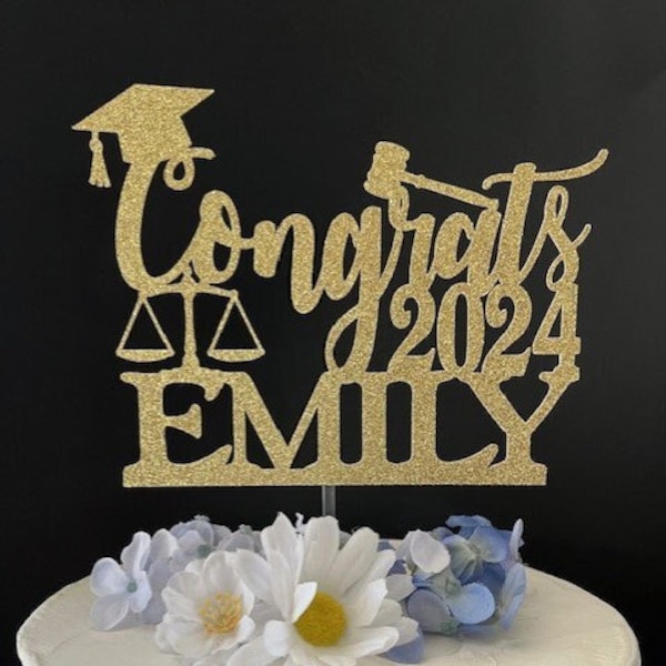 Law School Graduation Cake Topper, Personalized Graduation cake topper, Law School Graduation Party decor, Congrats Grad,  Graduation 2024