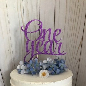 Anniversary Party Cake Topper, One Year Cake Topper, Wedding Anniversary Cake Topper, 1 year wedding anniversary cake topper