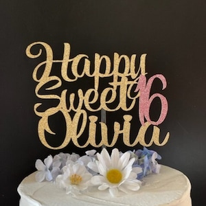 Any Name, Happy Sweet 16 Cake Topper, Happy Sweet 16 Topper, Sweet 16  Cake Topper, Happy Sweet 16 Cake Topper, Personalized 16 Cake Topper,