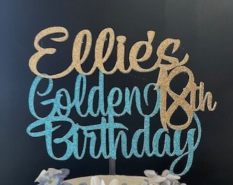Golden Birthday Cake Topper, Any Name Golden Birthday Topper, Happy Golden Birthday Cake Topper, Golden Birthday, Golden Birthday PartyDecor