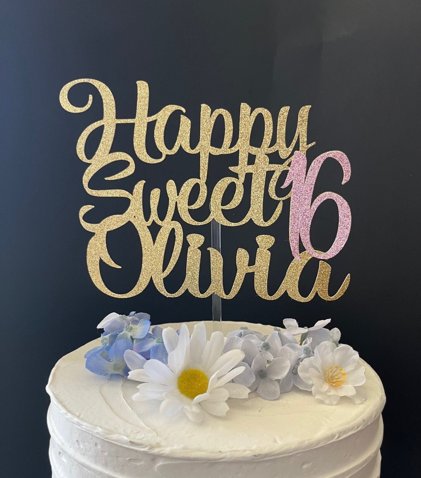 WBdesignz Biglietto Di Auguri Con Busta In Carta Kraft - Happy Sweet 16 - Design Floreale Ad Acquerello