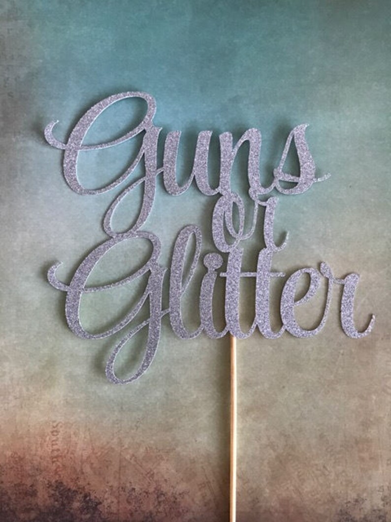 Gender Reveal Cake Topper, Guns or Glitter Cake Topper, Gender Reveal Party Decor, Gender Reveal Decor, gender reveal party cake topper image 3