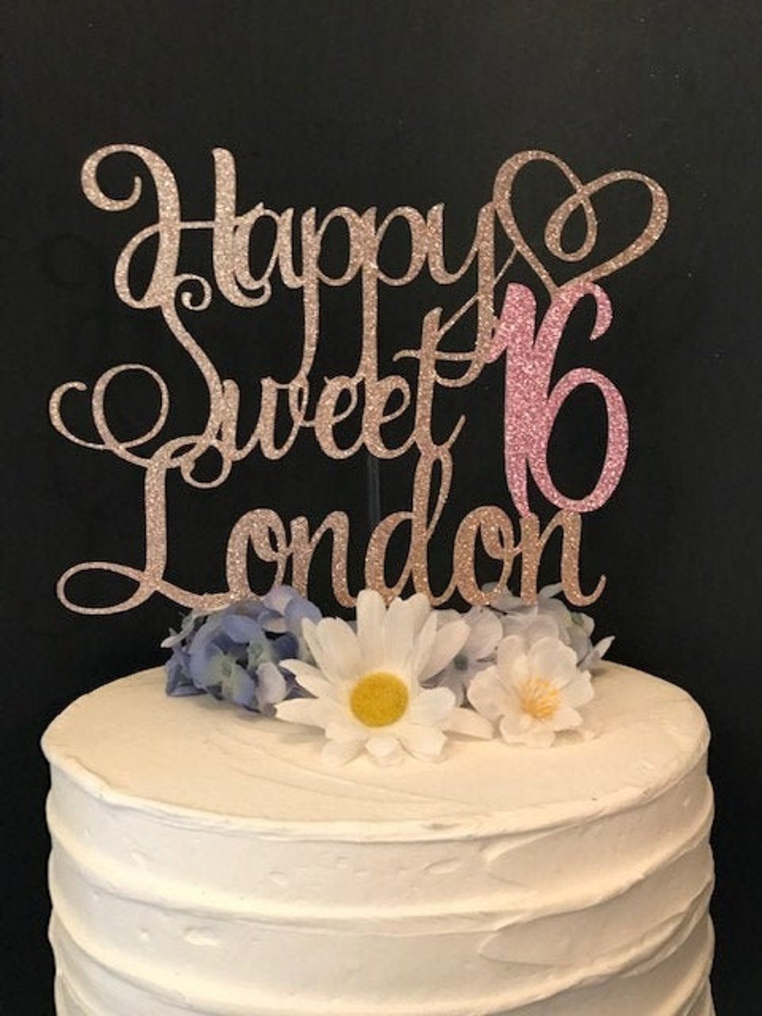 Happy Sweet Sixteen Cake Topper, Any Name, Sweet 16 Cake Topper, Happy