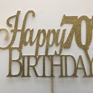 70th Birthday Cake Topper, 70th Cake Topper, 70 Birthday Cake Topper, Seventy Birthday, Gold Cake Topper, 20th, 30th, 60th, 50th, 70th, 80th