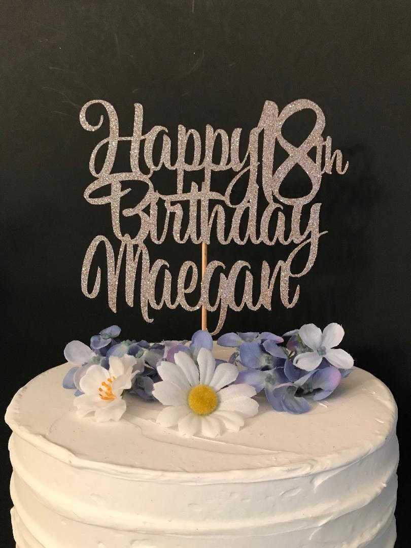 Any Number Happy Birthday Cake Topper Any Name Personalized Etsy